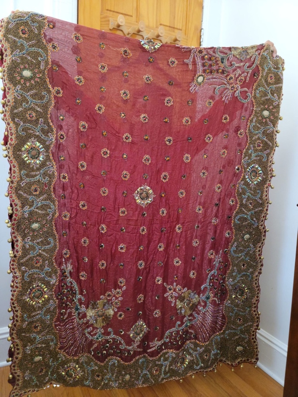 Embellished Burgundy 3 piece lehenga